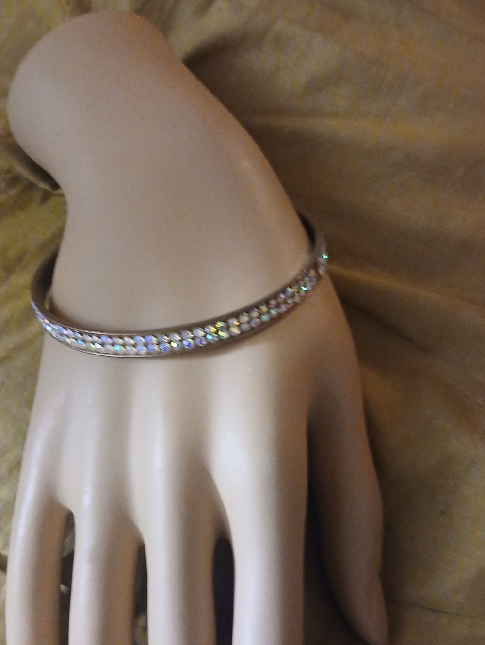 Crystal Pavé Silver-Tone Bangle Bracelet - Iridescent